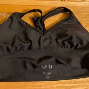 NWT Nami Medium Women's Black Point Break Cropped Swim Sports Top Classic